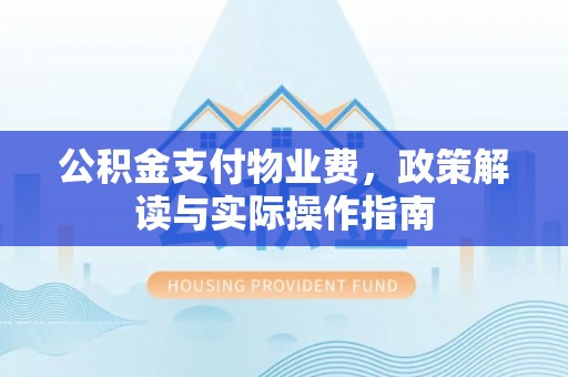 山南公积金支付物业费，政策解读与实际操作指南